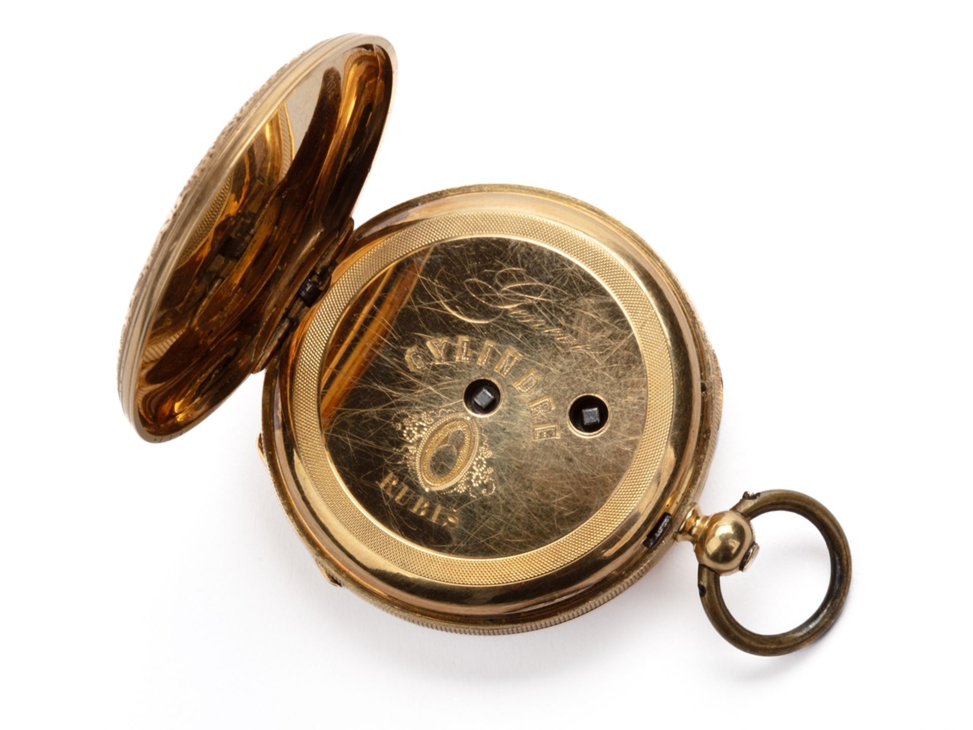 Large Swiss ladies' pocket watch in 18 K, 750 gold, circa 1880. - Image 3 of 8