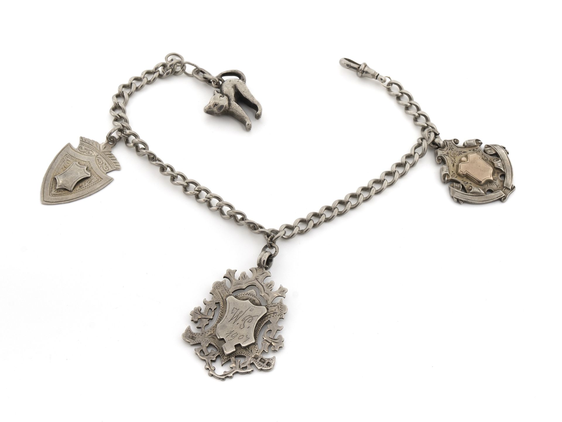 Watch chain sterling silver, Birmingham England, dated 1907 - Image 4 of 4