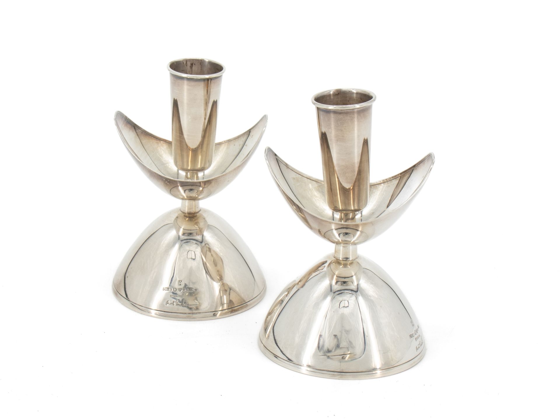 Pair of candlesticks, Sweden, sterling silver, from 1960.