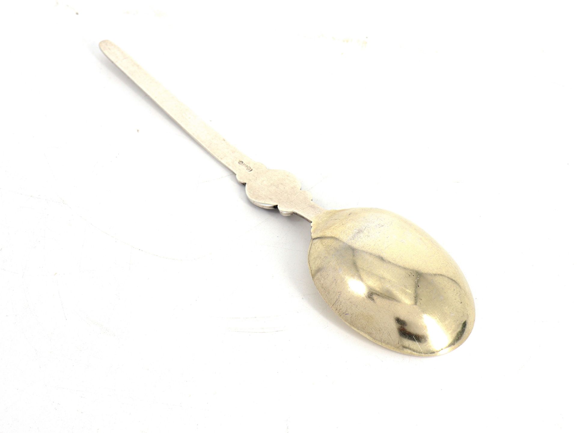 Patriotic spoon, 800 silver, gilded, Iron Cross, 1914 - Image 2 of 4