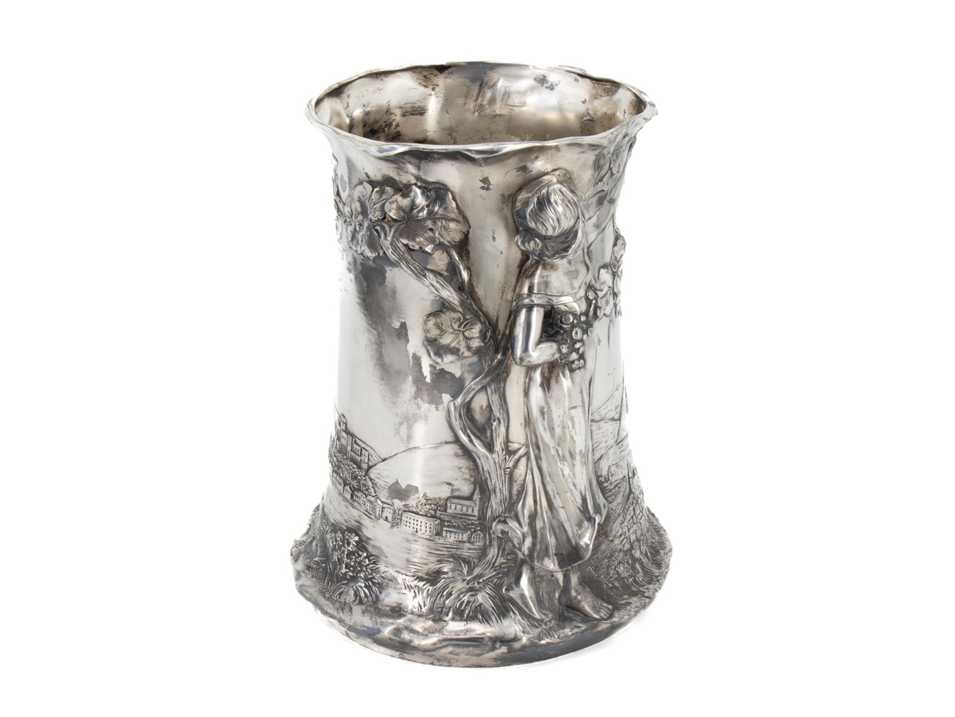 Impressive Art Nouveau Champagne Cooler, Rhine Landscape, c. 1900 - Image 2 of 7