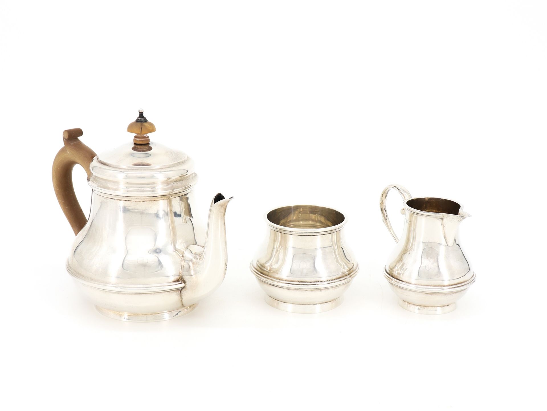 Tea service, 3 pieces, 925 sterling silver, England, London, 1902
