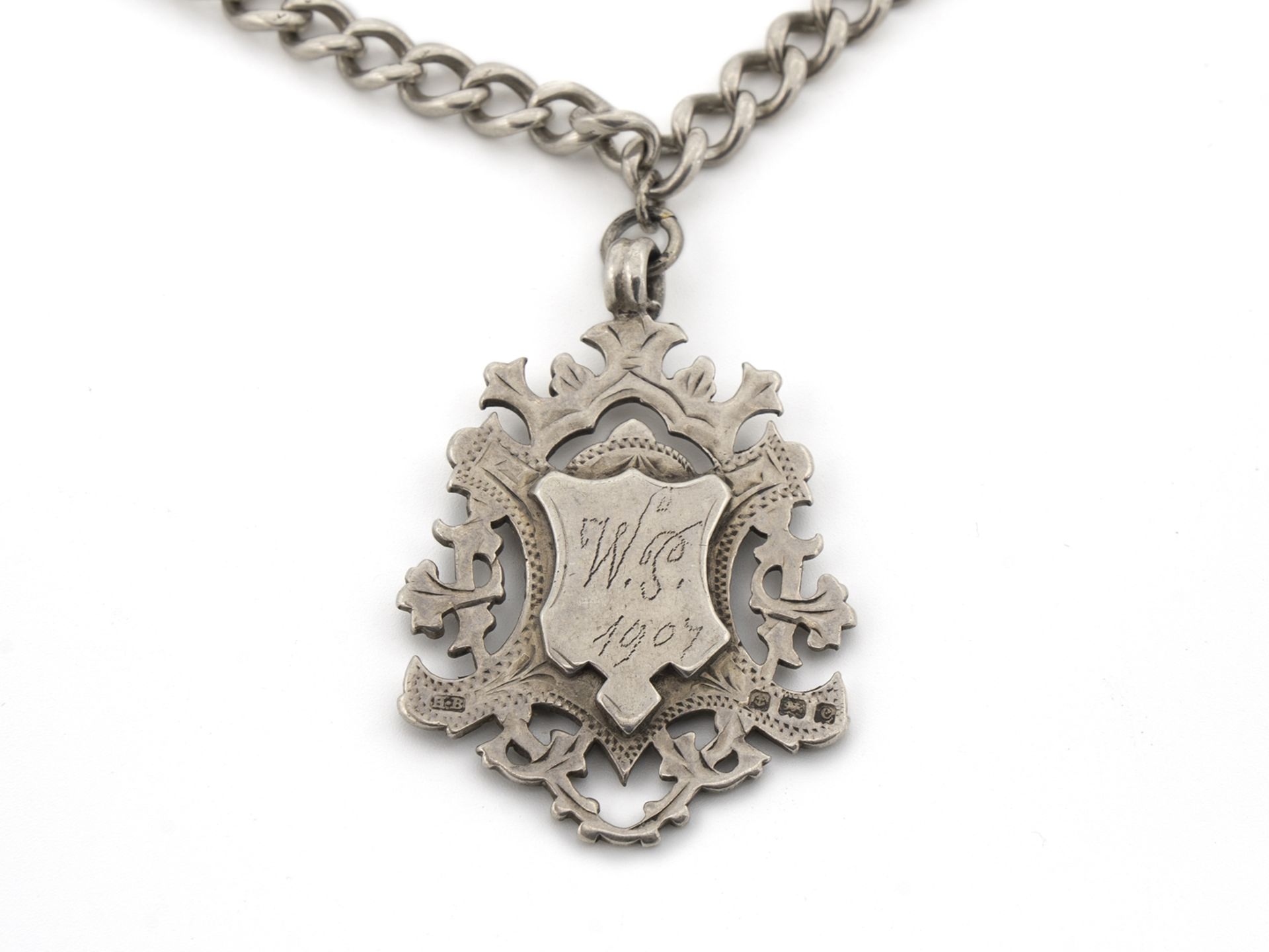 Watch chain sterling silver, Birmingham England, dated 1907 - Image 2 of 4