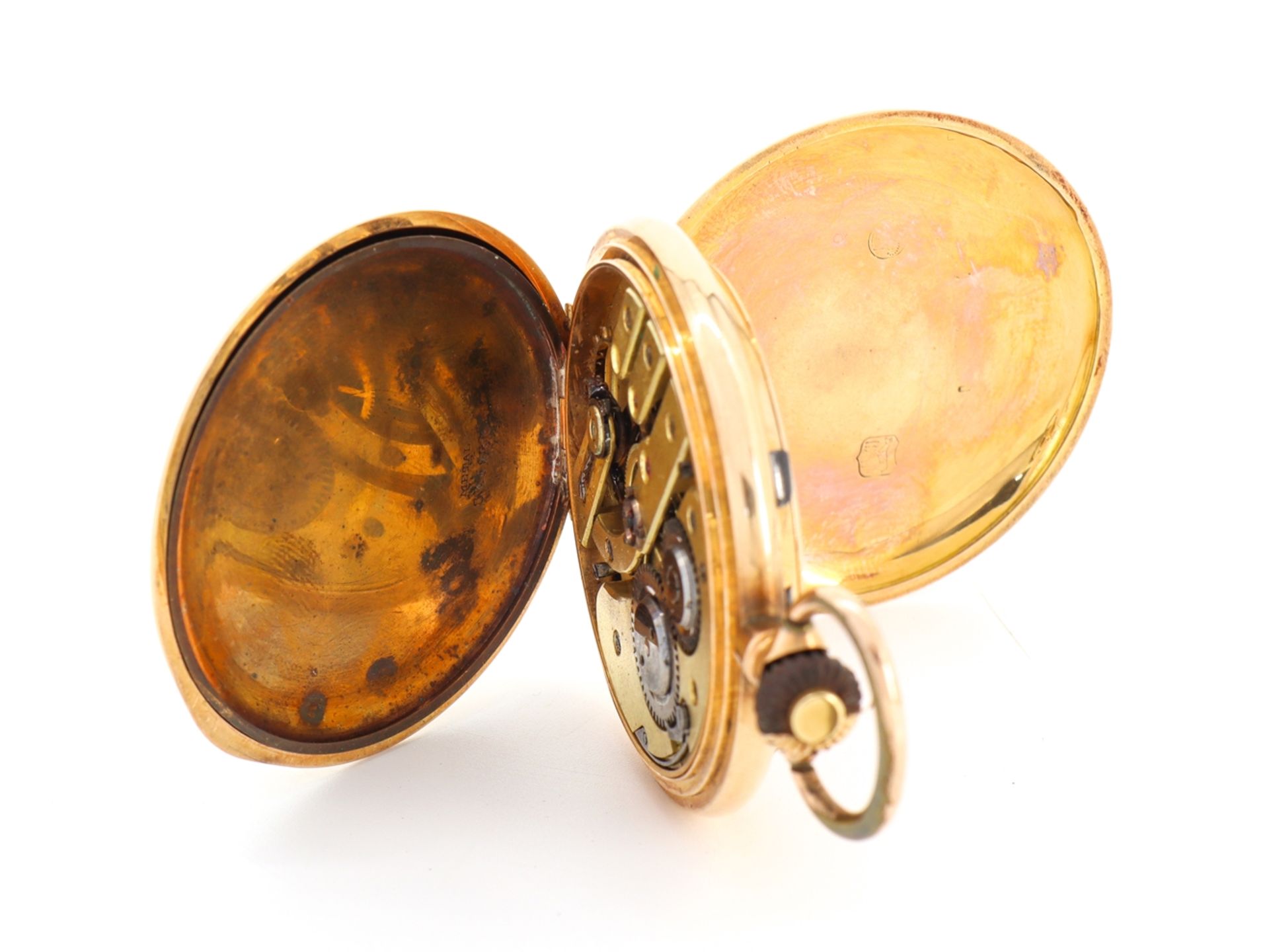 Large art nouveau pocket watch 14 K, 585 red gold, around 1900 - Image 6 of 9