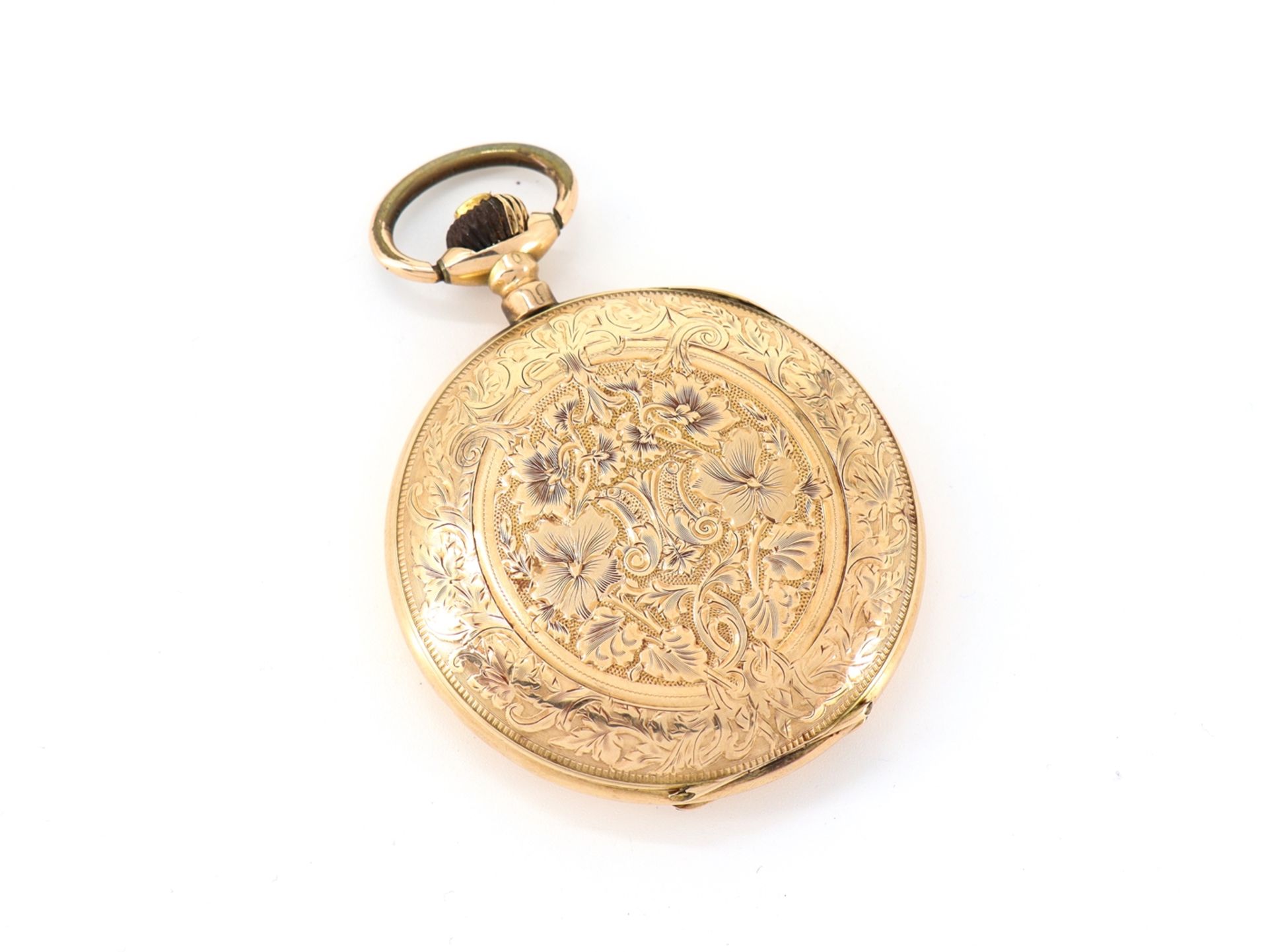 Large art nouveau pocket watch 14 K, 585 red gold, around 1900 - Image 2 of 9