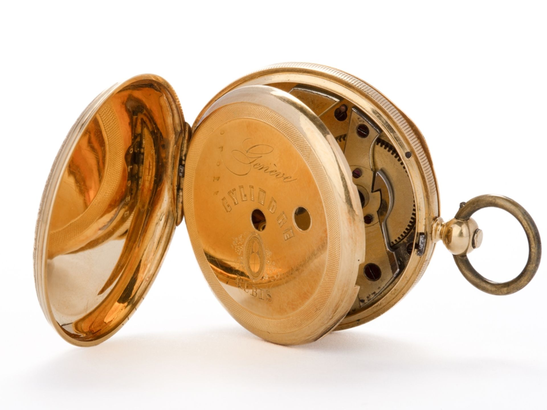 Large Swiss ladies' pocket watch in 18 K, 750 gold, circa 1880. - Image 2 of 8