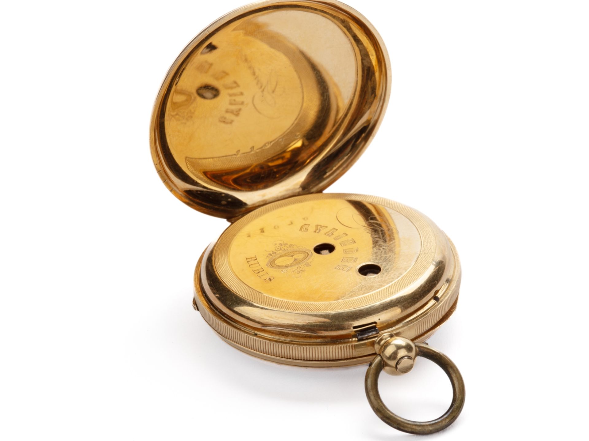 Large Swiss ladies' pocket watch in 18 K, 750 gold, circa 1880. - Image 5 of 8