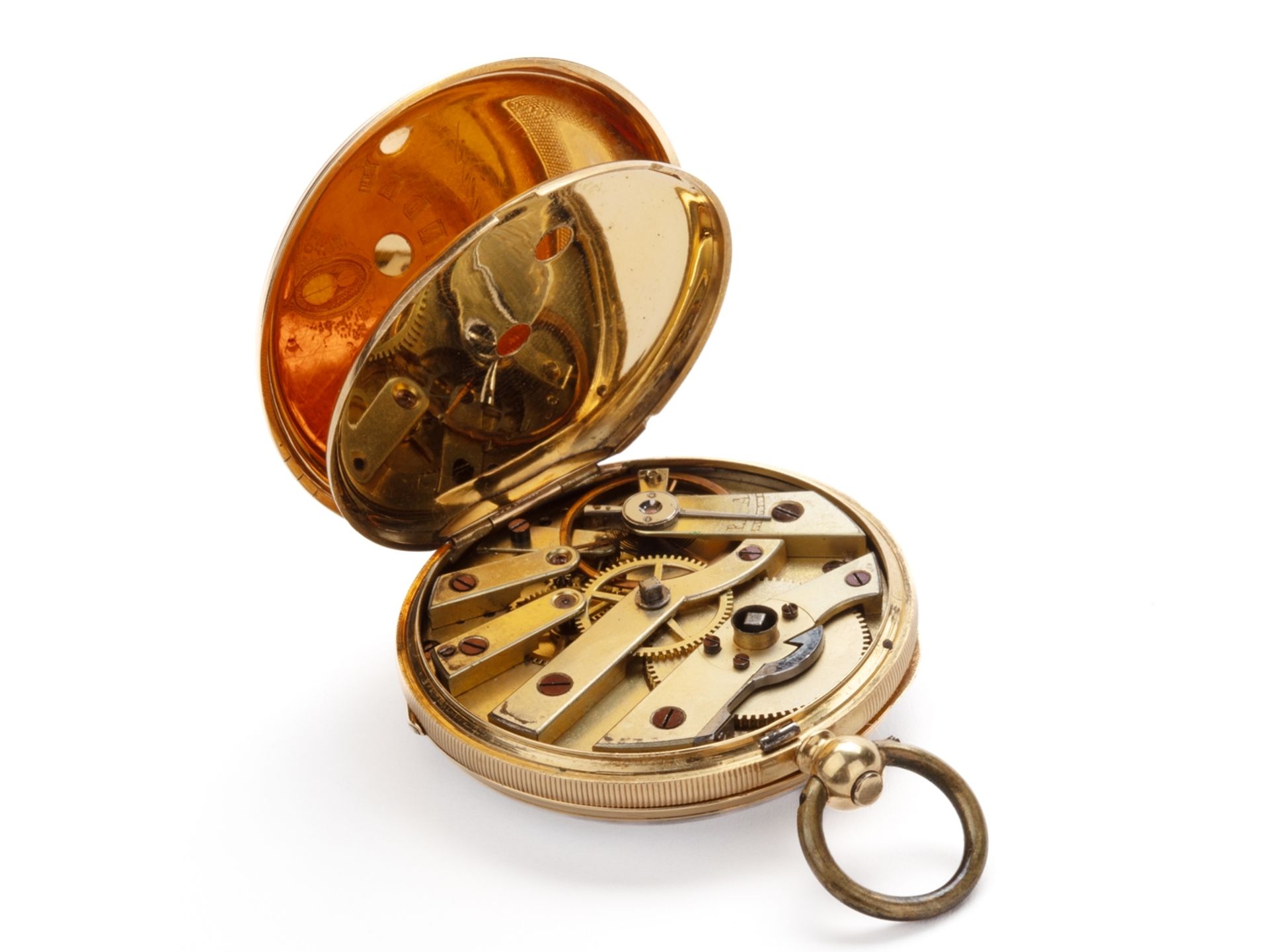 Large Swiss ladies' pocket watch in 18 K, 750 gold, circa 1880. - Image 4 of 8