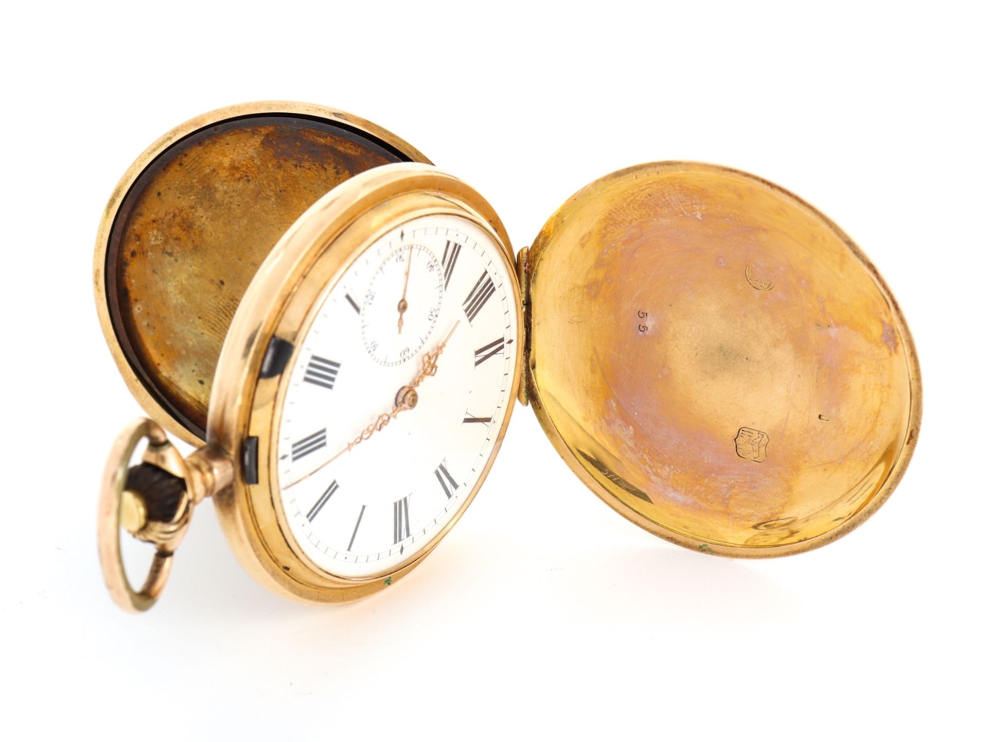 Large art nouveau pocket watch 14 K, 585 red gold, around 1900 - Image 8 of 9
