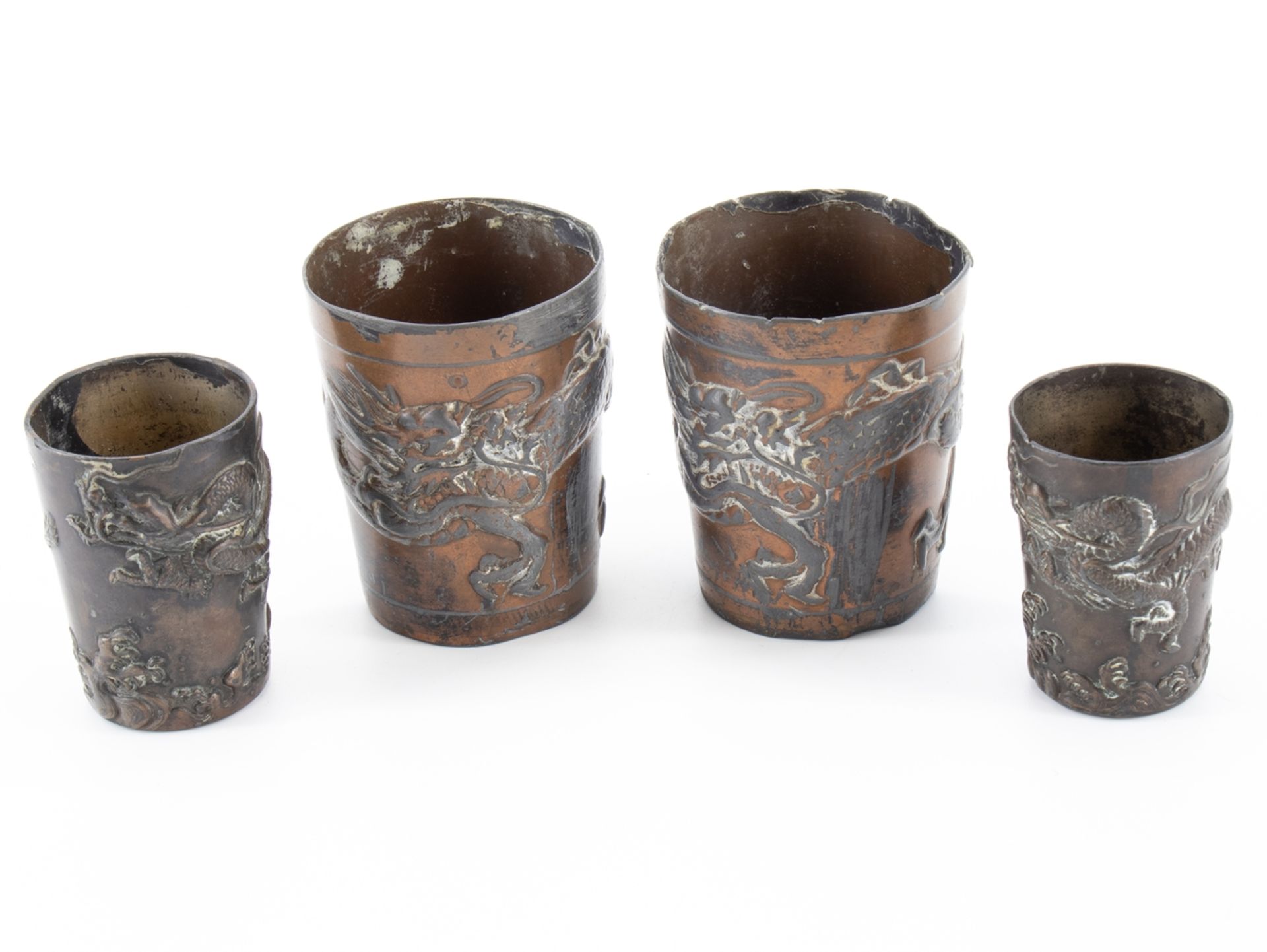 4 cups with dragon motif, China, around 1900