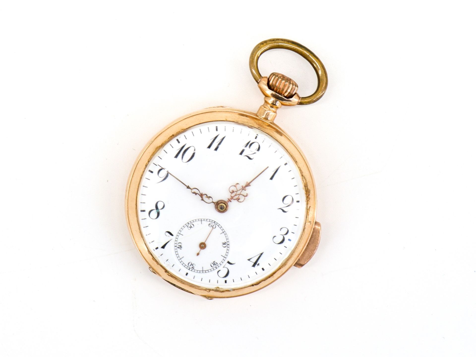 Pocket watch 14K, 585 red gold with small second and 1/4 hour repeater.