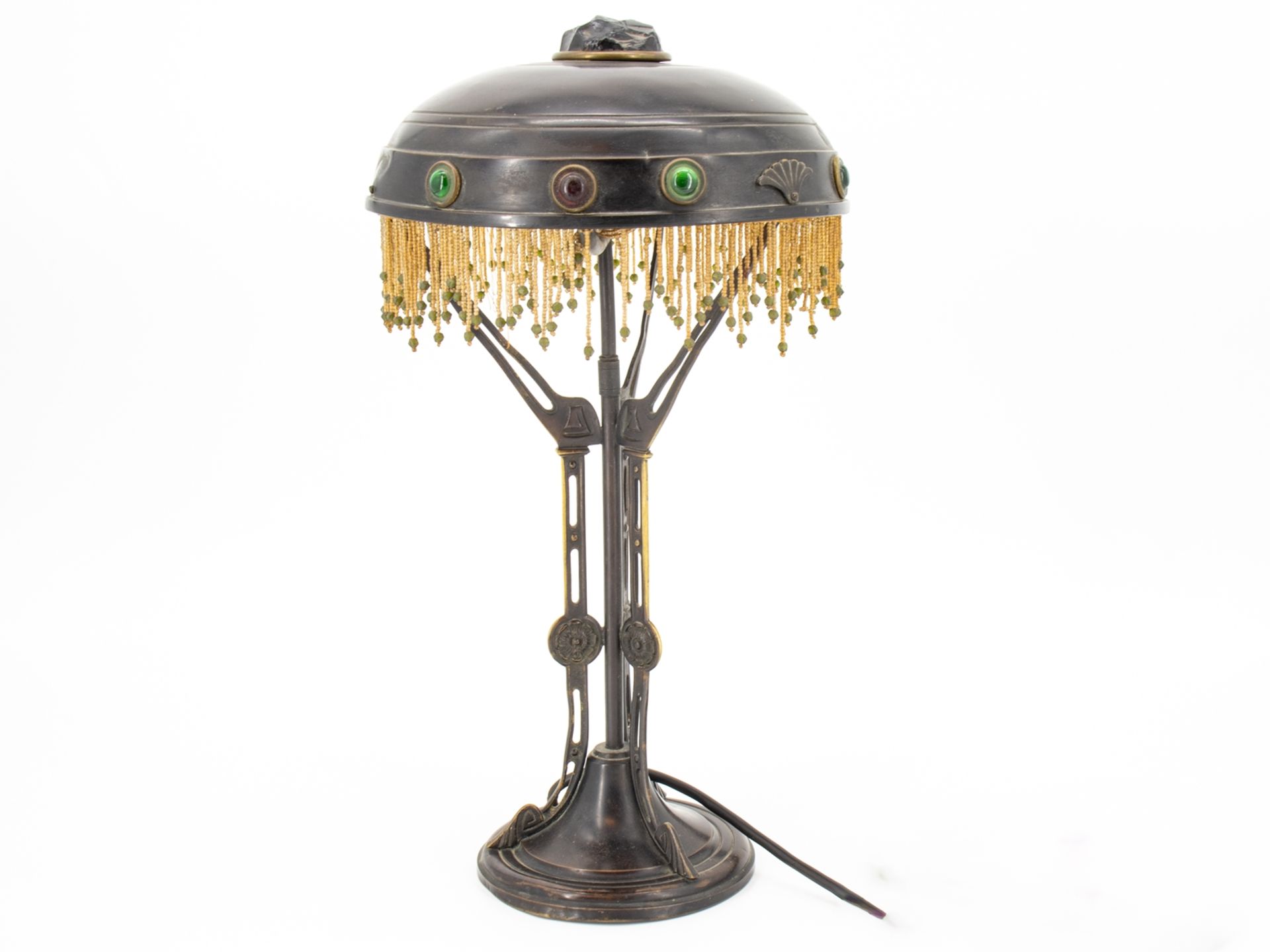 Art Nouveau table lamp with coloured stones, c. 1920 - Image 6 of 6
