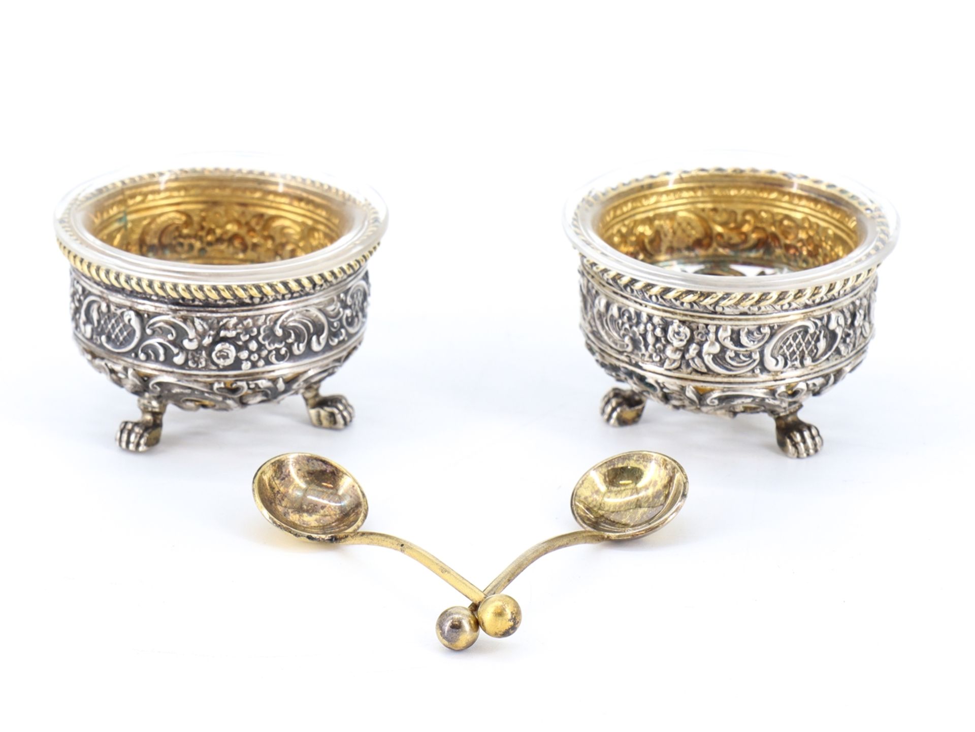 Spice vessels 800 silver, gilded, in case, around 1880 - Image 4 of 5