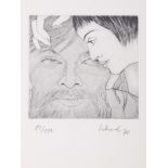 Christian Schad (1894-1982), Etching "David and Abisag", dated 1970