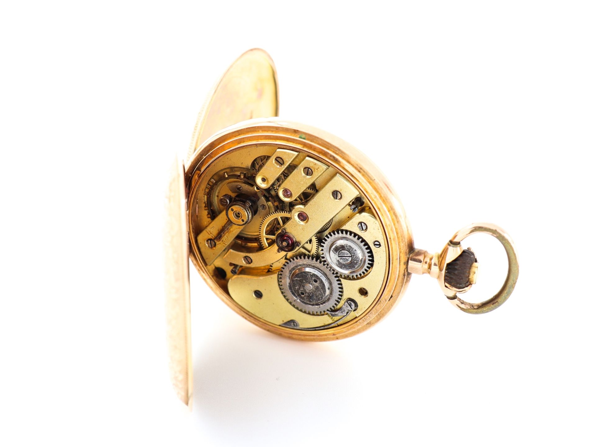 Large art nouveau pocket watch 14 K, 585 red gold, around 1900 - Image 3 of 9