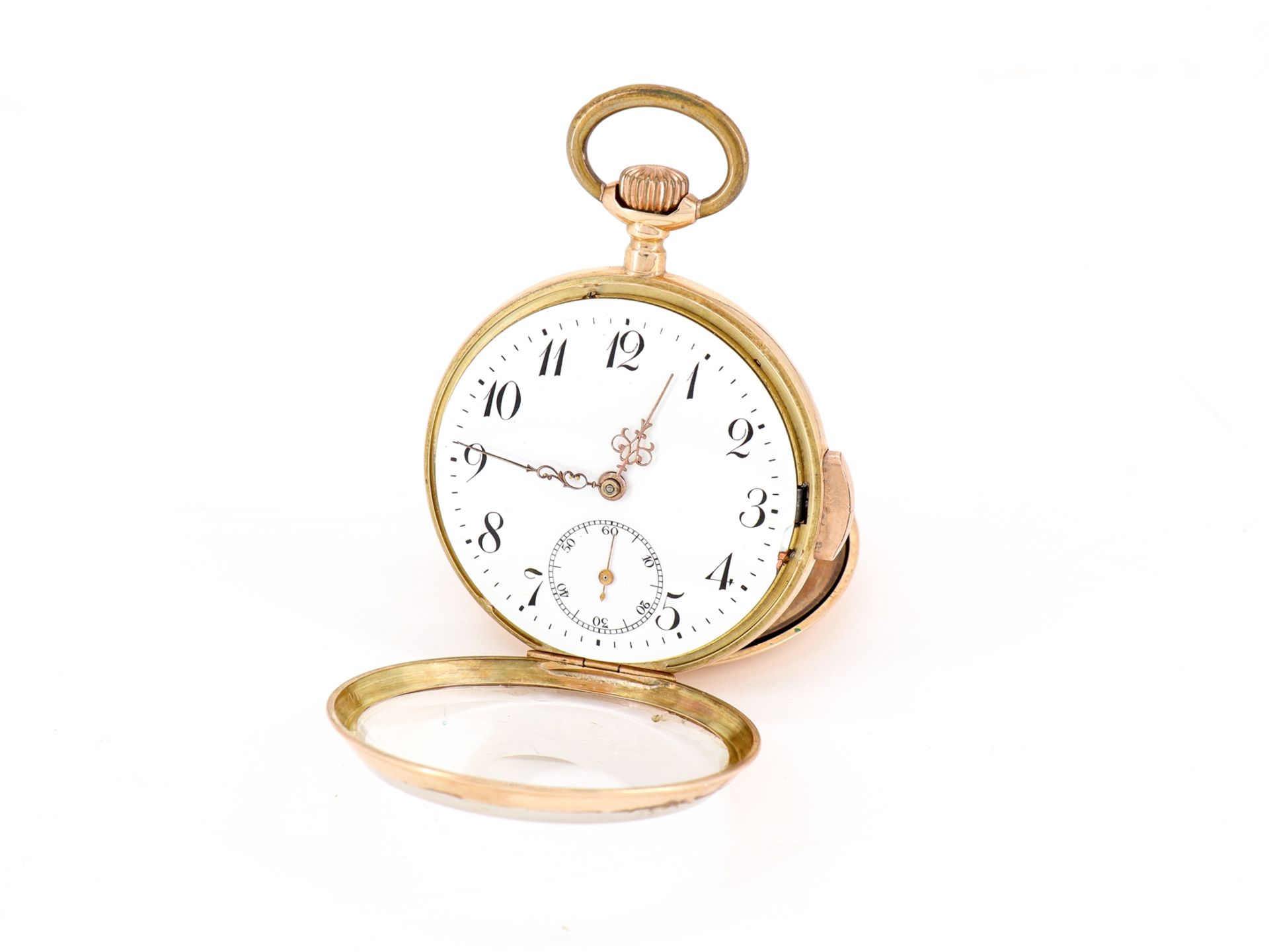 Pocket watch 14K, 585 red gold with small second and 1/4 hour repeater. - Image 2 of 8