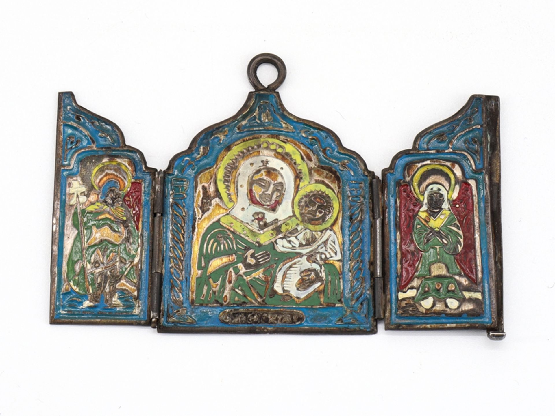 Russian icon of silver, 84 zolotniki, enamelled, 19th century.  - Image 6 of 6