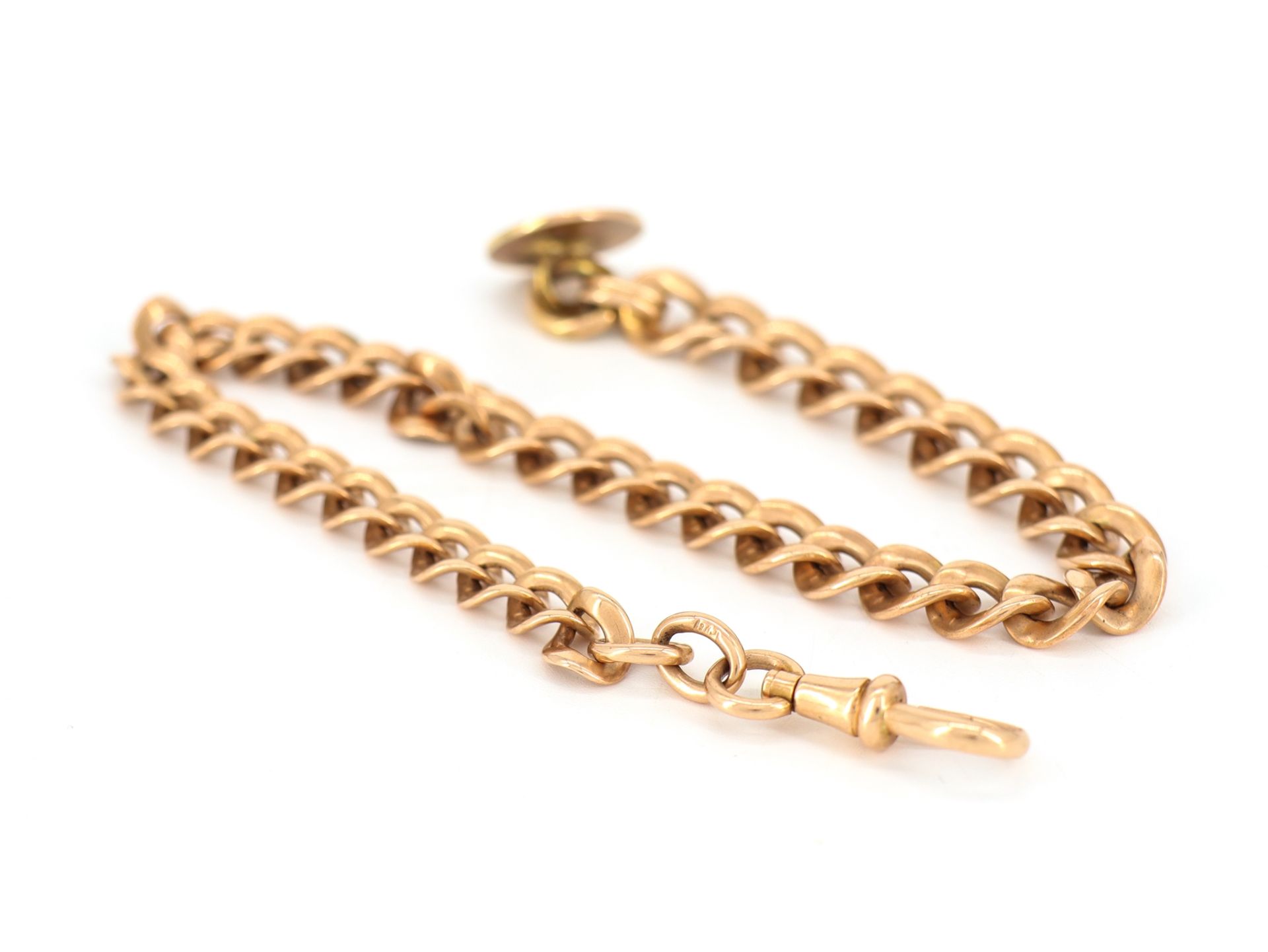 Heavy watch chain in 14 K, 585 red gold around 1900. - Image 3 of 4