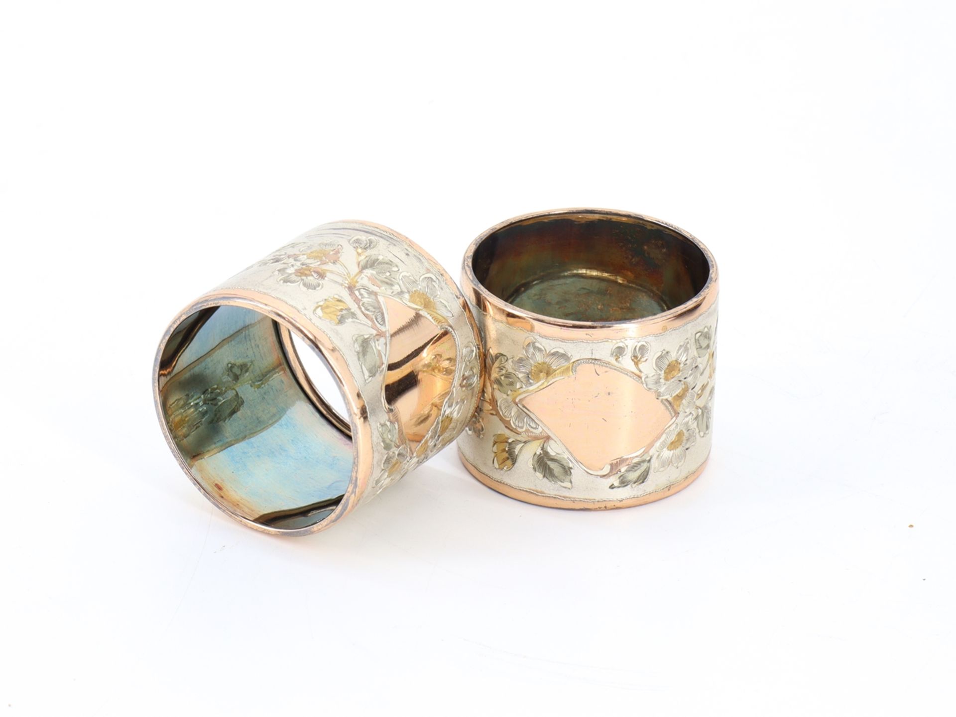 2 fine napkin rings, 800 silver, in case, around 1900 - Image 3 of 5