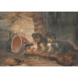 19th Century English School. "Puppies For Sale", Oil on canvas, Signed with initials BNP and