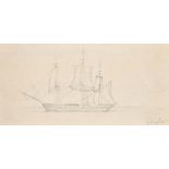 Attributed to Christoffer Wilhelm Eckersberg (1783-1853) Danish. Sketch of a Three Masted Vessel,