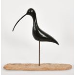 Guy Taplin (1939- ) British. "Whimbrel, Sculpture, Wood, Signed and Inscribed, 14.75" x 11.5" x 3.5"