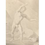 Circle of Francois Devosge (1732-1811) French. "Cain et Abel", Pencil and wash, Inscribed verso,