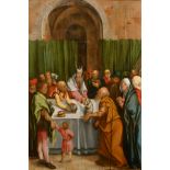 Studio of Durer (1471-1528) German. "The Rejection of Joachim's Offering", Oil on panel, 44.5" x 29"