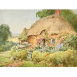 Henry John Sylvester Stannard (1870-1951) British. A Thatched Country Cottage, Watercolour,