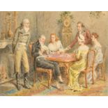 George Goodwin Kilburne (1839-1924) British. A Game of Cards, Watercolour, Signed with initials, 3.