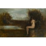 Attributed to Sydney Starr (1857-1925) British. A Seated Nude in a Landscape, Oil on canvas, 22" x