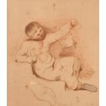 Circle of Benjamin West (1738-1820) British/American. Study of a Young Boy with a Dog, Ink and wash,