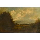 Early 19th Century English School. A River Landscape with Children in the foreground, Oil on canvas,