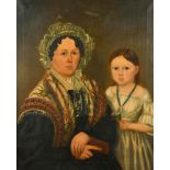 19th Century Scottish School. Portrait of a Mother and Daughter, Oil on canvas, 36" x 29" (91.5 x