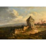 Early 19th Century English School. A Pigeon Loft in a Landscape, Oil on panel, 11.5" x 16.25" (29.