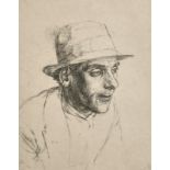 Raymond Teague Cowern (1913-1986) British. Head Study of a Man, Etching, Signed, Inscribed '21st