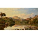 George Frederick Buchanan (1800-1864) British. A Mountainous River Landscape with Figures by Sailing