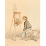 Pierre Edouard Frere (1819-1886) French. "The Art Critic", Watercolour, Signed and dated '74, and