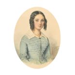 Johann Friedrich Dietler (1804-1874) Swiss. Half Length Portrait of a Lady, Watercolour, Signed