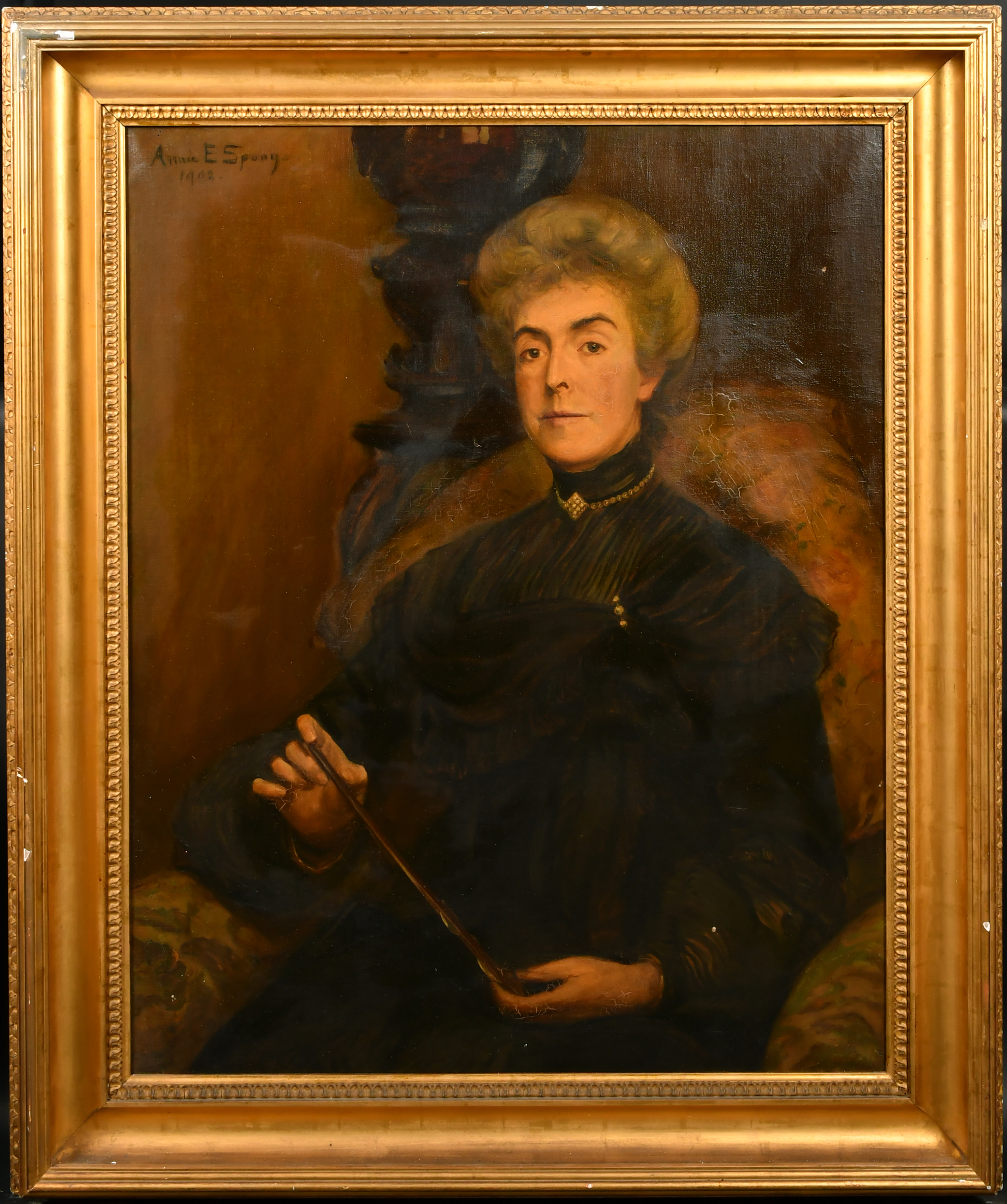 Annie E Spong (19th-20th Century) British. Portrait of Frances Elizabeth Spong (nee Scott), Oil on - Image 2 of 5