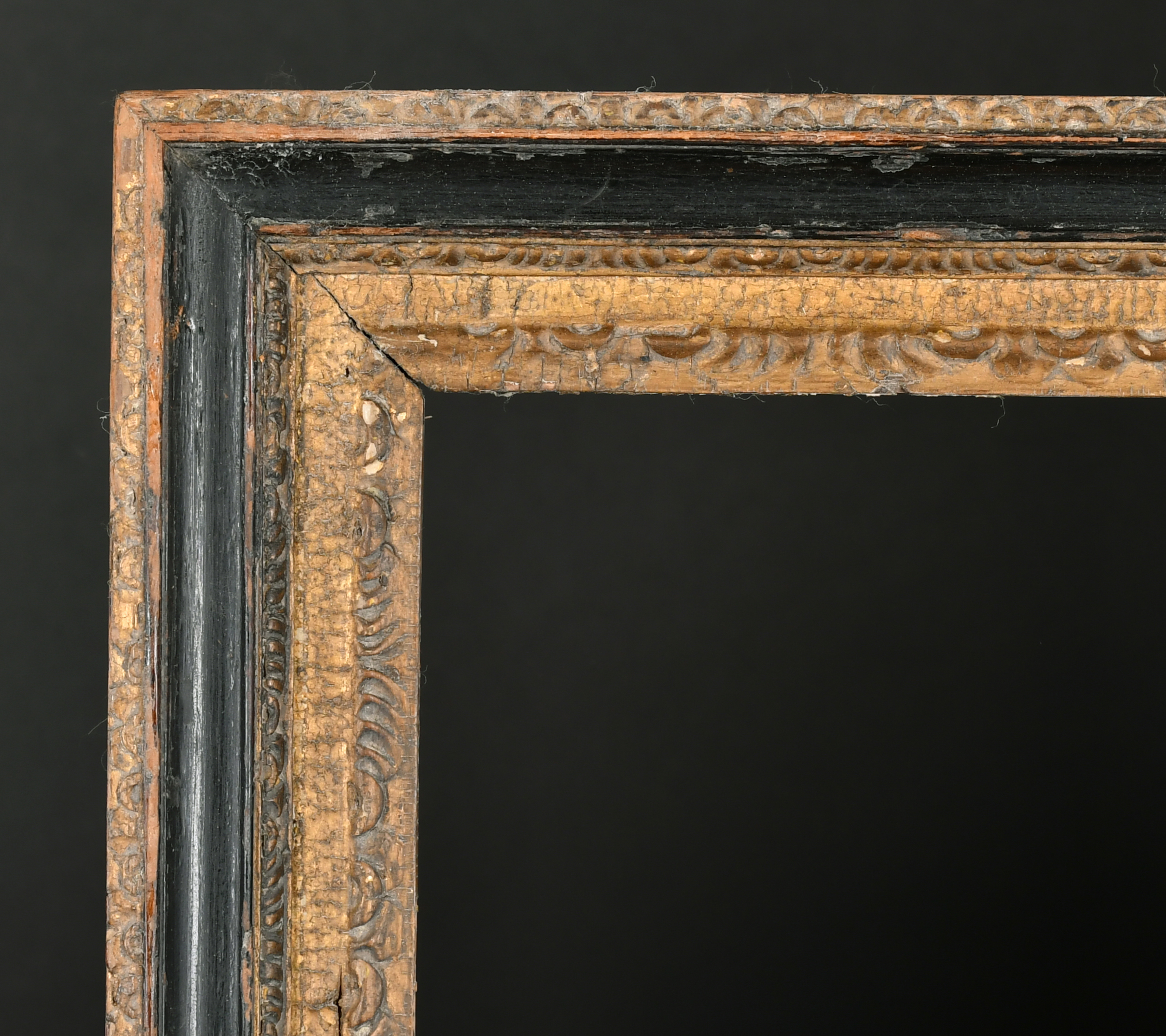 18th Century French School. A Carved Giltwood and Black Hogarth Frame, rebate 22.25" x 18.25" (56.