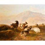 Thomas Sidney Cooper (1803-1902) British. "Highland Goats" in a mountainous landscape, Oil on