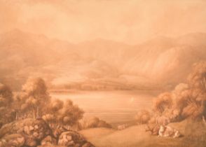 William Green (1761-1823) British. "Coniston Lake by Old Man From Near Brantwood", Watercolour,