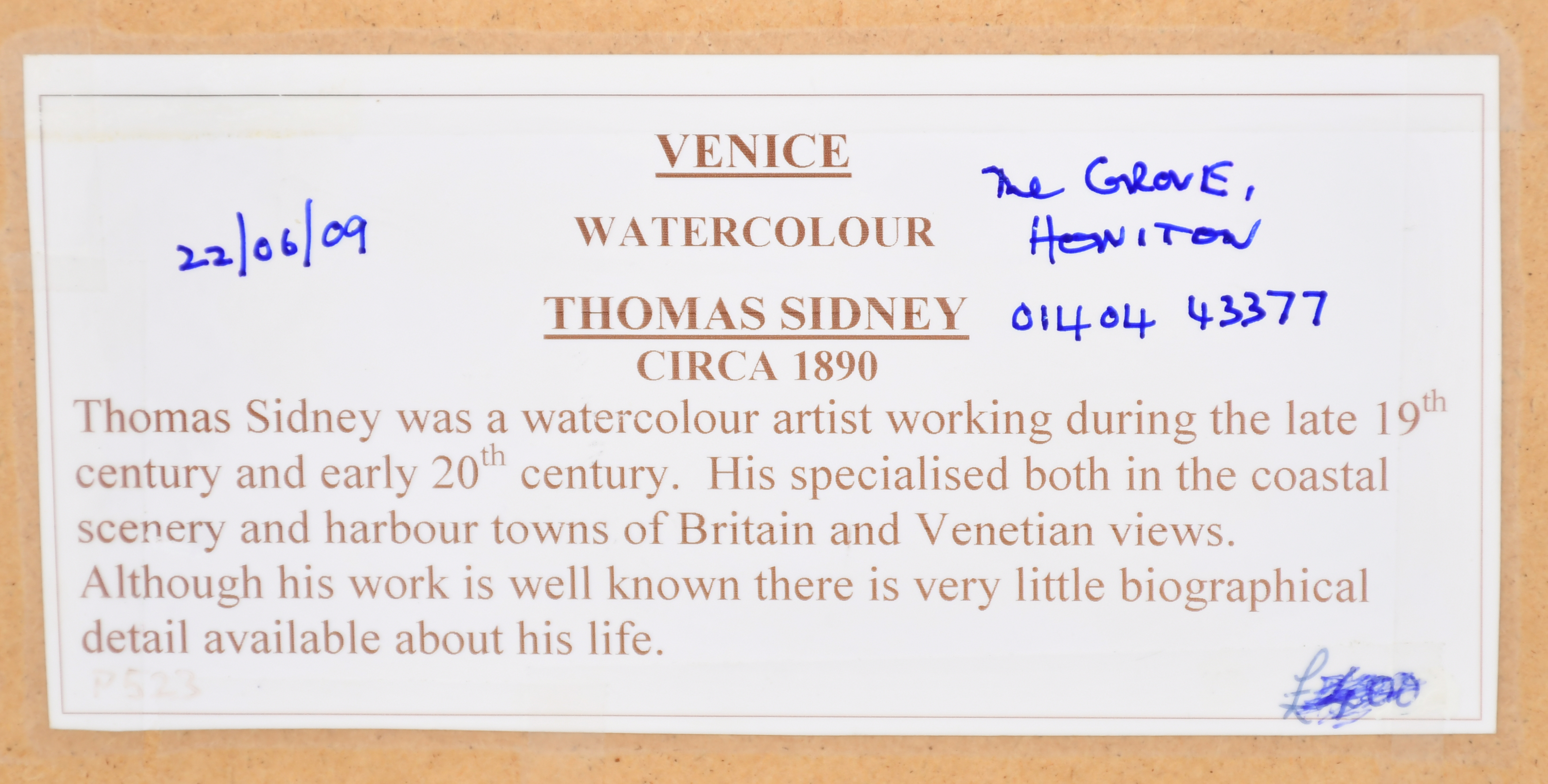 Thomas Sidney (19th-20th Century) British. "Venice", Watercolour, Signed and inscribed, 9.75" x - Image 4 of 5