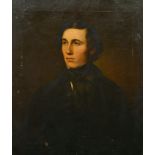 19th Century English School. Bust Portrait of a Man, Oil on canvas, Unframed 30" x 25" (76.2 x 63.