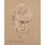 Thomas Manton (20th Century) British. Portrait of John Barron (Actor, 1920-2004), Pastel, Signed,