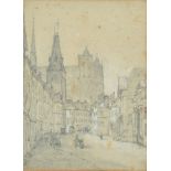 Attributed to John Ruskin (1819-1900) British. A Continental Street Scene, believed to be Amiens