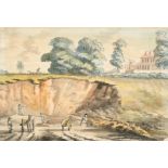 John Nixon (c.1750-1818) British. 'Bush Hill near the River', Watercolour, Signed with initials, and