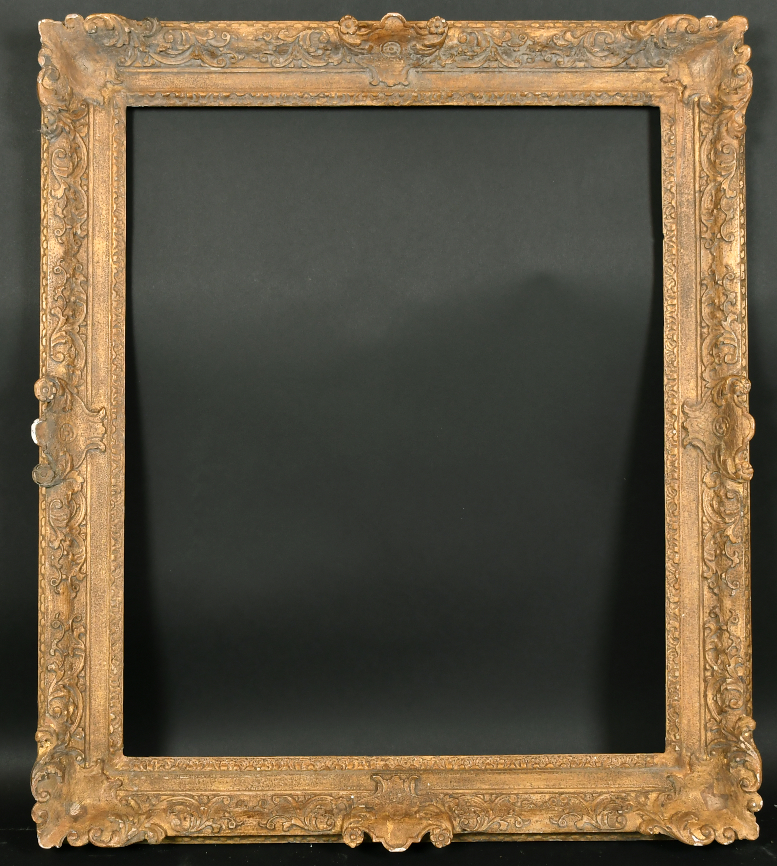 Early 18th Century English School. A Carved Giltwood Frame, with swept centres and corners, rebate - Image 2 of 3