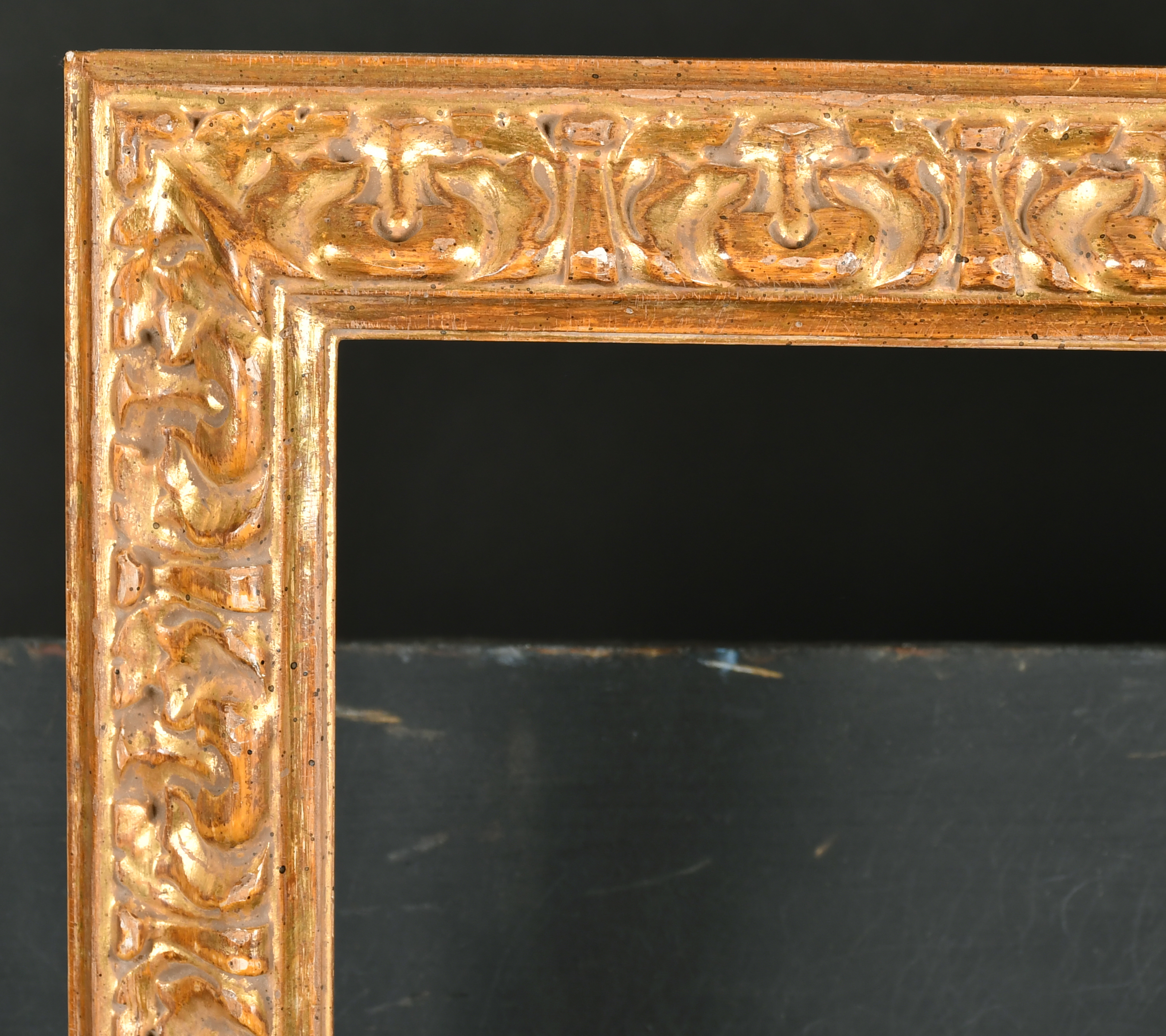 Alexander G Ley & Son. A Reproduction Italian Carved Giltwood Bolognese Leaf Frame, rebate 20" x 16"